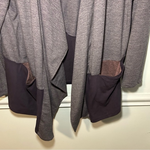 LOGO Lounge Purple Plum Asymmetrical Draped Open Front Cardigan Size XL - Picture 4 of 10